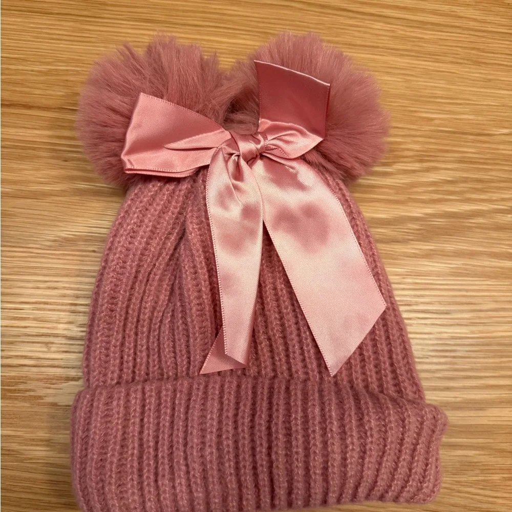 Kids Pom Pom Beanie With Bow
